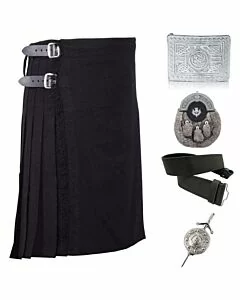 Plain Black Tartan Kilt Deal 