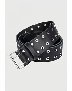 black lather silver studs kilt belt