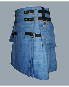 blue denim kilt for men 