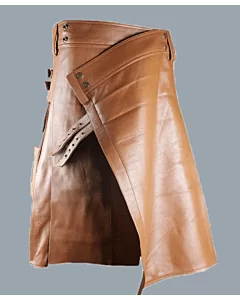 New leather Brown utility kilt 