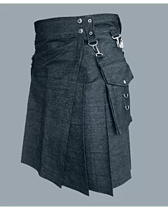 Gray Denim Fashion Kilt For Men