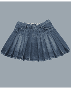 Women Blue Custom Made Denim Kilt