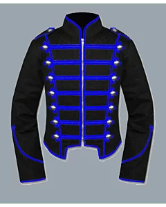 Mens Blue Black Military Marching Band Drummer Jacket