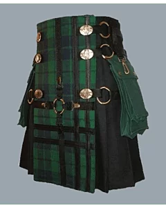 Premium Black Tartan Cross Utility Kilt for man