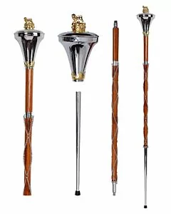 Plain Chrome Flat Head Lion Major Mace Stave & Stick