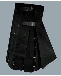 Black Hybrid Kilt With Gordon Tartan