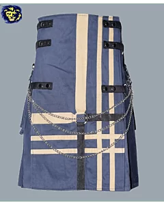 Hybrid Blue Utility Kilt With Chain