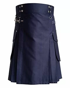 Navy Blue Cargo Utility Kilt  