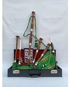  Irish National Tartan Natural Finish Bagpipe Set