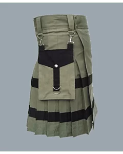 Buy New Black Olive Green Utility Skirt Kilt