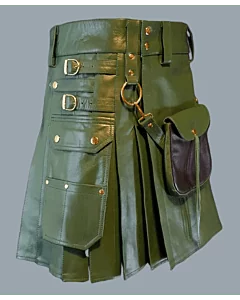 Fashion green custom made leather kilt