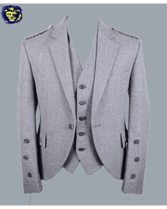 Light Grey Argyle Jacket And Vest