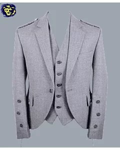 Light Grey Argyle Jacket And Vest