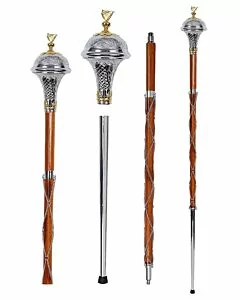 Chrome Head With Gold Irish Harp Major Mace Stave & Stick