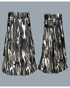 Men urban camo Utility Kilt Leather Straps 