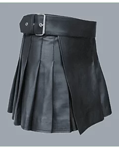 Black Women Leather utility Kilt