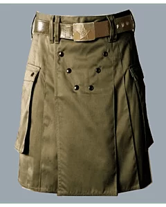Olive green drilled cotton Men kilt