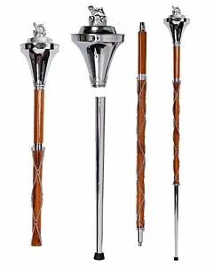 Plain Chrome Flat Head Lion Major Mace Stave & Stick