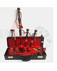 Royal Stewart Tartan Red Mounts Bagpipe Set