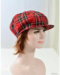 Red and green Stewart tartan hat for women
