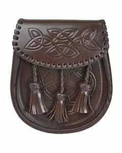 Scottish brown leather kilt sporran