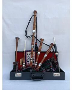 Scottish National Tartan With Natural Finish Bagpipe Set