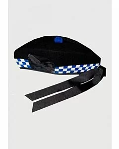 white Blue Scottish pipe band glengarry dice hat 