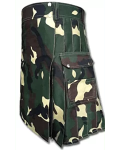 Woodland Camo Green Color Army Kilt