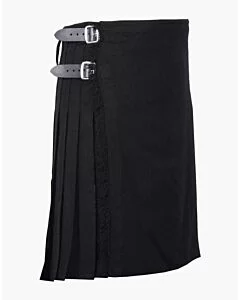 Solid Black Tartan Kilt 