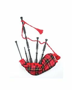 Wallace Tartan Complete Black Bagpipe Set