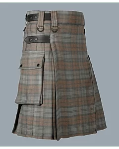 Black Watch Weathered Leather Straps Utility Kilt