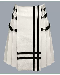 White Leather Kilt 