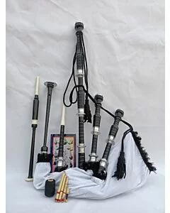 White Velvet Highland Bagpipe Set