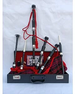 MacDonald Tartan Black Finish Bagpipe Set