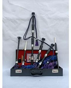 Pride Of Scotland Tartan Black Finish Bagpipe Set