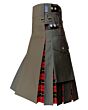 Olive Green Fabric Tartan Utility Kilt