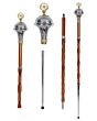 Chrome Head With Gold Thistle Flower Major Mace Stave & Stick