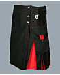 Black And Red Men Hybrid Kilt