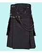 New Black Gothic Utility Kilt For Men