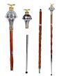 Chrome Head With Gold Eagle Major Mace Stave & Stick