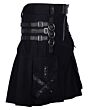 Black Cotton Kilt Gothic Throng With Leather Straps