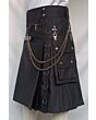 New Black Gothic Utility Kilt For Men