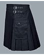 New Stylish Black Denim Kilt 