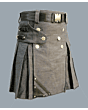 Denim Kilt With Leather Strap