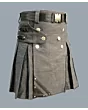 Denim Kilt With Leather Strap