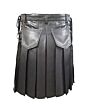 Black custom made leather utility kilt