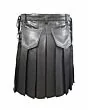 Black custom made leather utility kilt