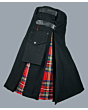 Black  hybrid kilt with royal Stewart tartan