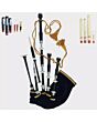 Scottish Highland Traditional Black Finish With White Mounts Bagpipe SetÂ