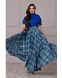 Women Fashion Aqua Tartan Skirt 